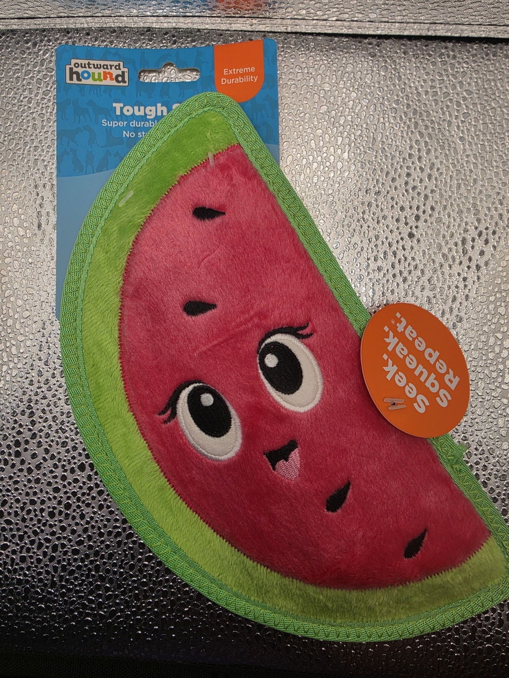 Outward Hound Pink & Green Watermelon Squeak Plush Toy for Dogs